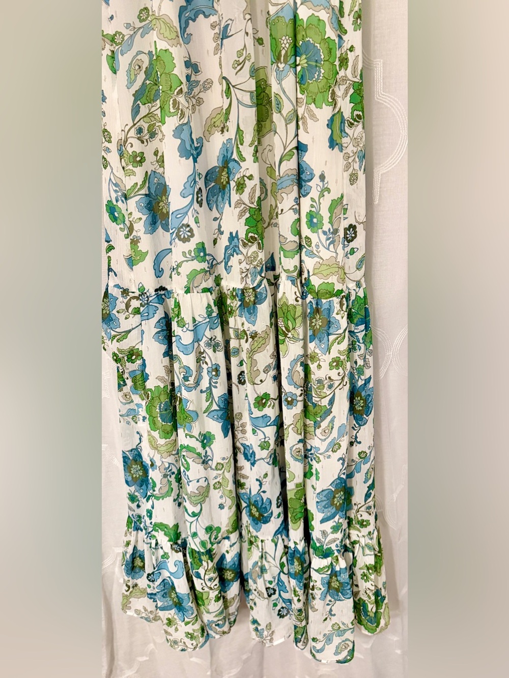 Vince Camuto Blue Green Floral Halter Maxi Dress Size Large Boho Flowy - Picture 6 of 9